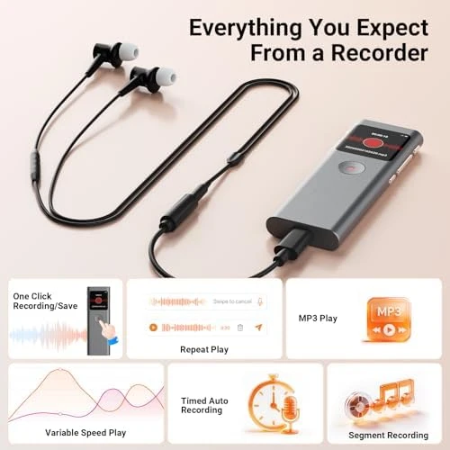 AI Digital Voice Recorder with Transcription and Summarization — Translator Device, Yorlu