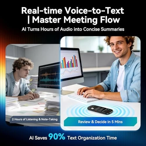 AI Voice Recorder with Playback and Transcription — Translator Device, HUREWA