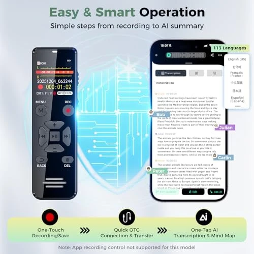 Digital Voice Recorder with Playback — Translator Device, YIVIDA