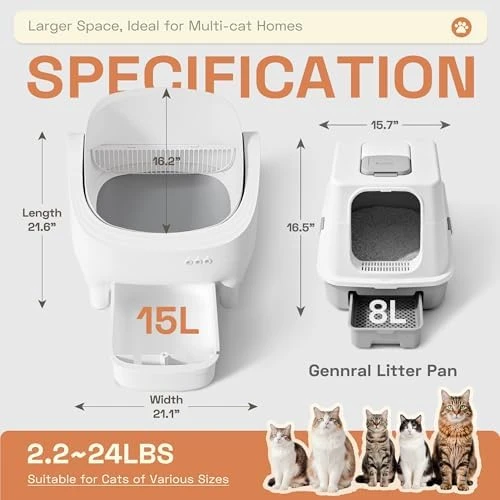 Electric Automatic Self-Cleaning Litter Box with Open-Top Design and Smart App Control — Self-Cleaning Litter Box, WARCAT
