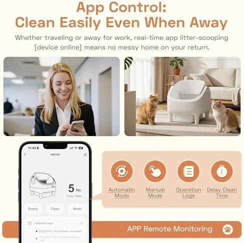 Electric Automatic Self-Cleaning Litter Box with Open-Top Design and Smart App Control — Self-Cleaning Litter Box, WARCAT