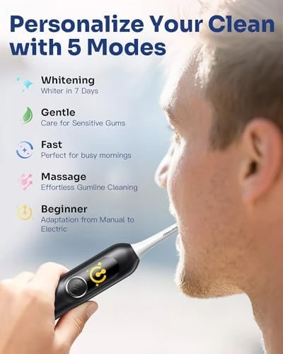Electric Toothbrush with AI Display and Travel Case — Electric Toothbrush, SAKYPRORAL