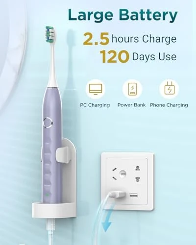 Sonic Electric Toothbrush for Adults with 8 Brush Heads and Travel Case — Electric Toothbrush, Rtauys