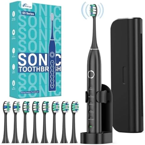 Sonic Electric Toothbrush for Adults with 8 Brush Heads and Travel Case — Electric Toothbrush, Rtauys