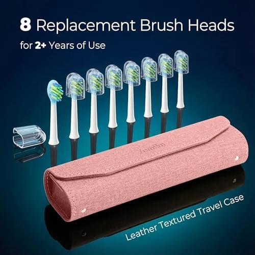 Ultrasonic Electric Toothbrush with LED Screen, 5 Modes, Long Battery Life, 8 Brush Heads, Travel Case — Electric Toothbrush, 7AM2M