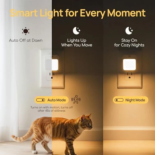 Plug-in Night Light with Motion Sensor and Dusk-to-Dawn Sensor — Smart Plug, Generic