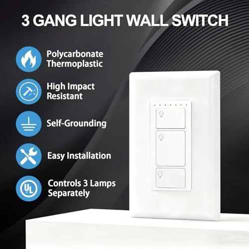 Smart Light Switch 3 Gang — Smart Switch, GREENBELL