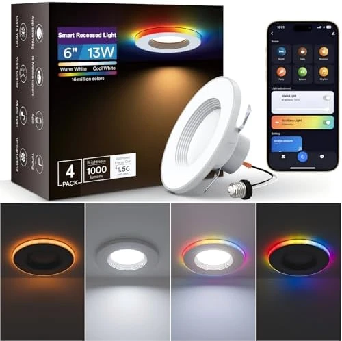 Smart Recessed Lighting 6 Inch with Night Light — Smart Light Bulb, GraceGlide