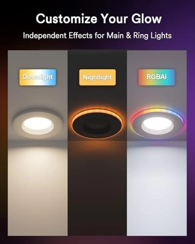 Smart Recessed Lighting 6 Inch with Night Light — Smart Light Bulb, GraceGlide