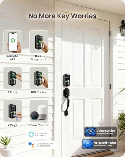 Built-in Wi-Fi Fingerprint Smart Deadbolt Lock with Handleset — Smart Lock, Veise