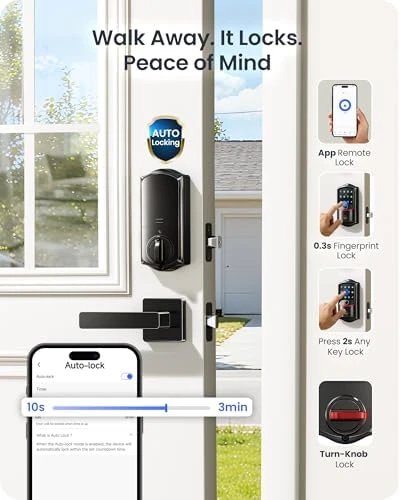 Built-in Wi-Fi Fingerprint Smart Deadbolt Lock with Handleset — Smart Lock, Veise