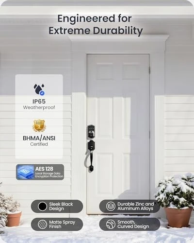 Built-in Wi-Fi Fingerprint Smart Deadbolt Lock with Handleset — Smart Lock, Veise
