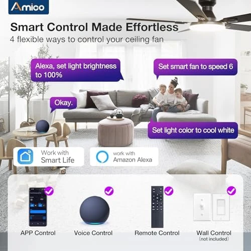 Ceiling Fan with Lights — Smart Fan, Amico