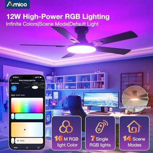 Ceiling Fan with Lights — Smart Fan, Amico