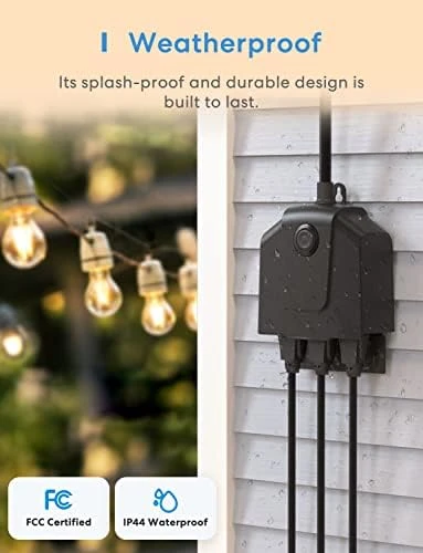 Outdoor Wi-Fi Outlet with 3 Independent Sockets — Smart Plug, meross