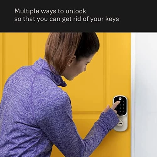 Satin Nickel Assure Lock Entry Door Handle with Wi-Fi Connected Keypad — Smart Lock, Yale