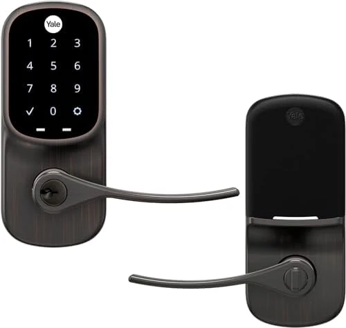 Satin Nickel Assure Lock Entry Door Handle with Wi-Fi Connected Keypad — Smart Lock, Yale