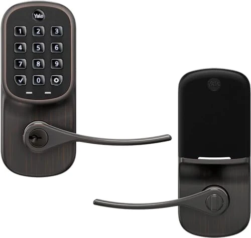 Satin Nickel Assure Lock Entry Door Handle with Wi-Fi Connected Keypad — Smart Lock, Yale