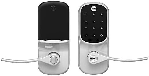 Satin Nickel Assure Lock Entry Door Handle with Wi-Fi Connected Keypad — Smart Lock, Yale