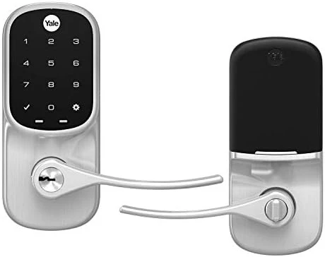 Satin Nickel Assure Lock Entry Door Handle with Wi-Fi Connected Keypad — Smart Lock, Yale