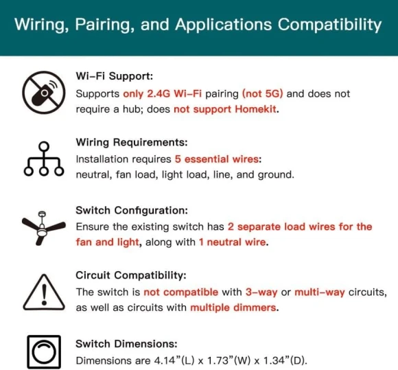 Smart Ceiling Fan Control and Dimmer Light Switch 2-Pack — Smart Switch, TREATLIFE