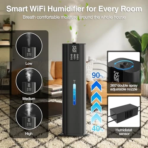 Smart Humidifier with Diffuser, Night Light, Timer, and Humidity Control — Humidifier, Honovos
