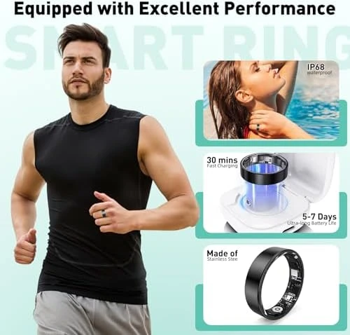 Smart Ring with Sleep Monitoring, Step Counting, Heart Rate, Blood Oxygen — Smart Ring, Free Shark