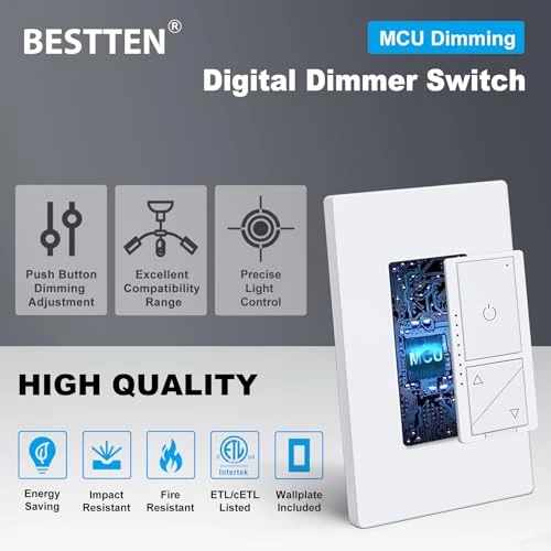 Super Slim Digital LED Dimmer Switch with Air Gap Power Cut Off — Smart Switch, BESTTEN