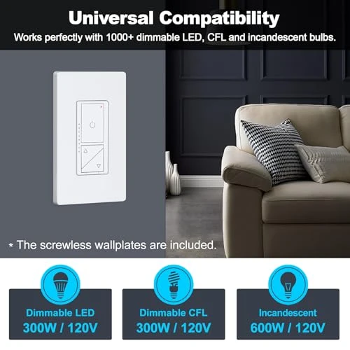 Super Slim Digital LED Dimmer Switch with Air Gap Power Cut Off — Smart Switch, BESTTEN