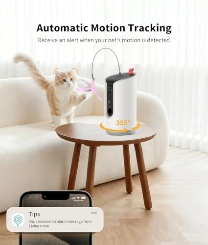 Cat Camera Treat Dispenser with AI Photo Album — Automatic Pet Feeder, TKENPRO