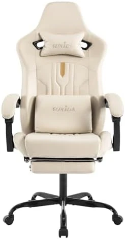 Ergonomic Gaming Chair with Footrest, Massage Lumbar Cushion, and Adjustable Recliner — Smart Chairs, SUKIDA