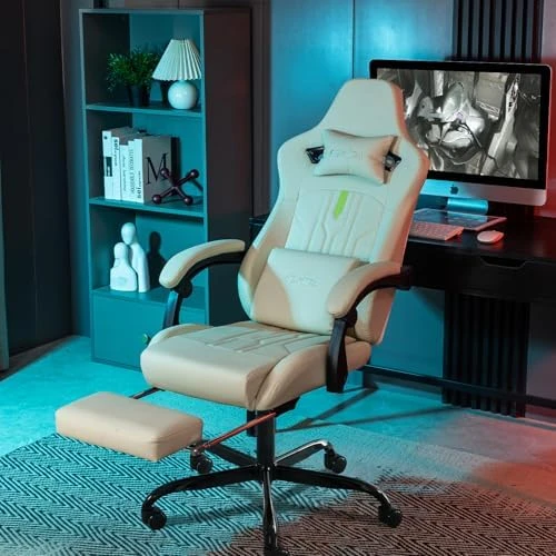 Ergonomic Gaming Chair with Footrest, Massage Lumbar Cushion, and Adjustable Recliner — Smart Chairs, SUKIDA