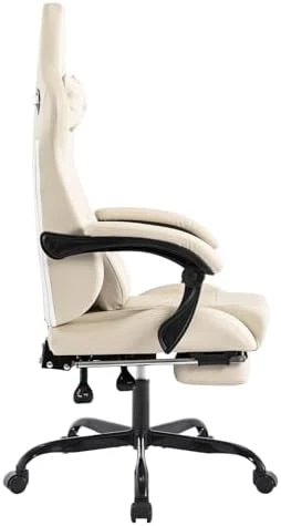 Ergonomic Gaming Chair with Footrest, Massage Lumbar Cushion, and Adjustable Recliner — Smart Chairs, SUKIDA