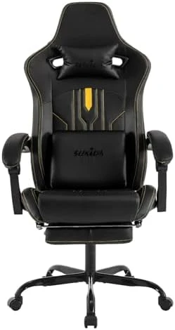 Ergonomic Gaming Chair with Footrest, Massage Lumbar Cushion, and Adjustable Recliner — Smart Chairs, SUKIDA