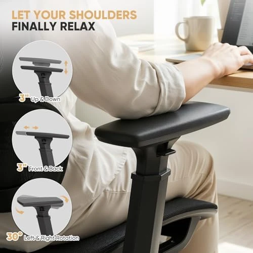 Ergonomic Office Chair with Adjustable Headrest, 3D Armrests, and Lumbar Support — Smart Chairs, Magshion