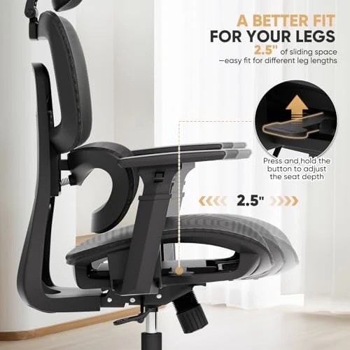 Ergonomic Office Chair with Adjustable Headrest, 3D Armrests, and Lumbar Support — Smart Chairs, Magshion
