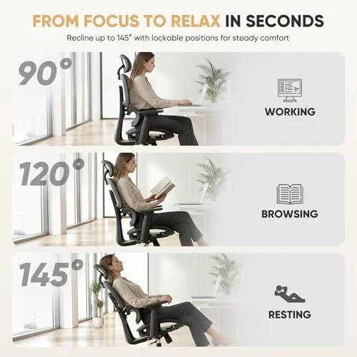 Ergonomic Office Chair with Adjustable Headrest, 3D Armrests, and Lumbar Support — Smart Chairs, Magshion