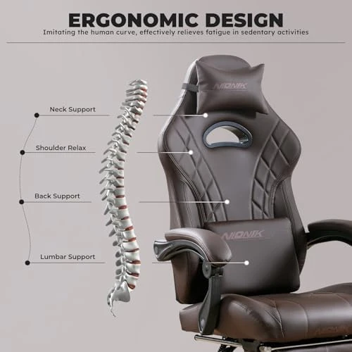 Gaming Chair with Footrest and Massage Lumbar Support — Smart Chairs, NIONIK
