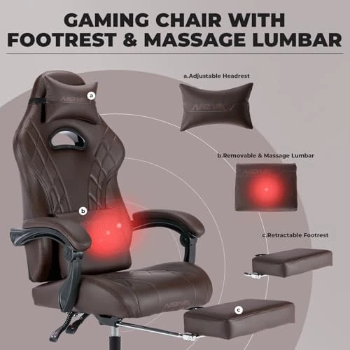 Gaming Chair with Footrest and Massage Lumbar Support — Smart Chairs, NIONIK