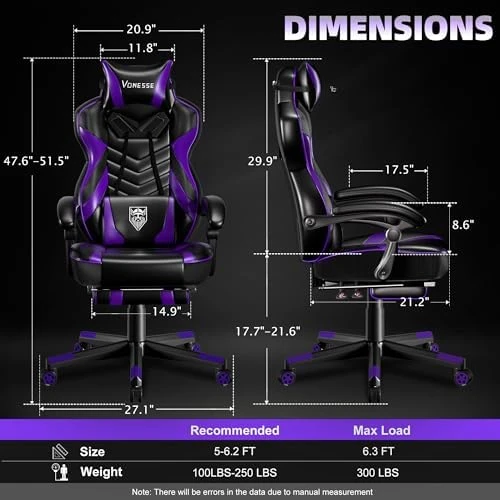 Gaming Chair with Footrest and Massage — Smart Chairs, Vonesse