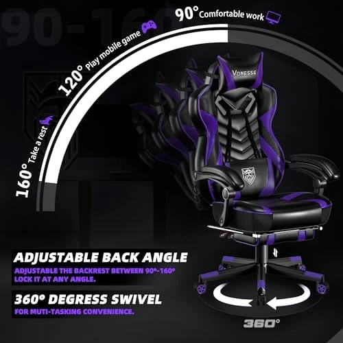 Gaming Chair with Footrest and Massage — Smart Chairs, Vonesse