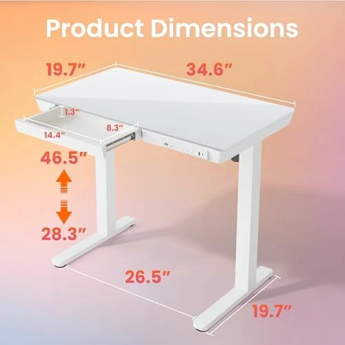 Glass Standing Desk with Drawers — Standing Desk, HUANUO