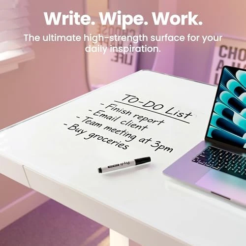 Glass Standing Desk with Drawers — Standing Desk, HUANUO