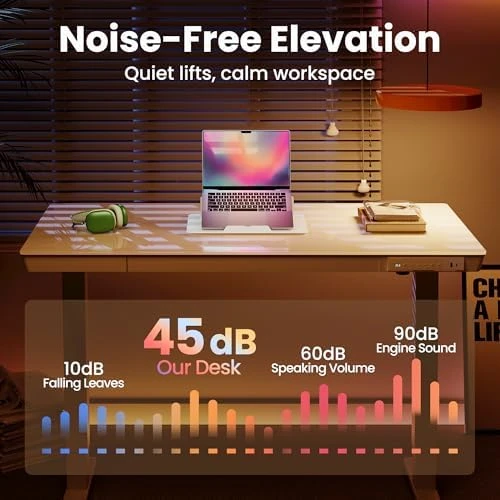 Glass Standing Desk with Drawers — Standing Desk, HUANUO