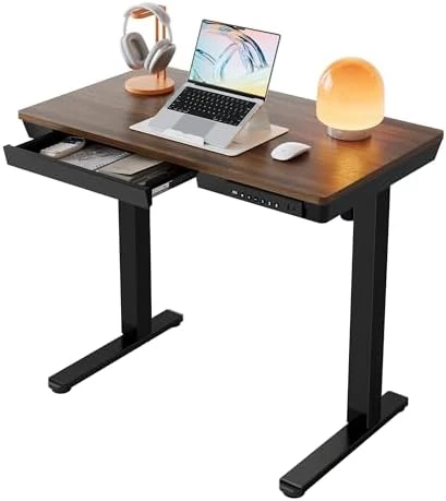Glass Standing Desk with Drawers — Standing Desk, HUANUO
