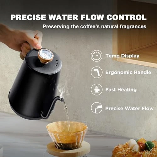 Gooseneck Electric Kettle with Thermometer — Electric Kettle, Nueve&Five