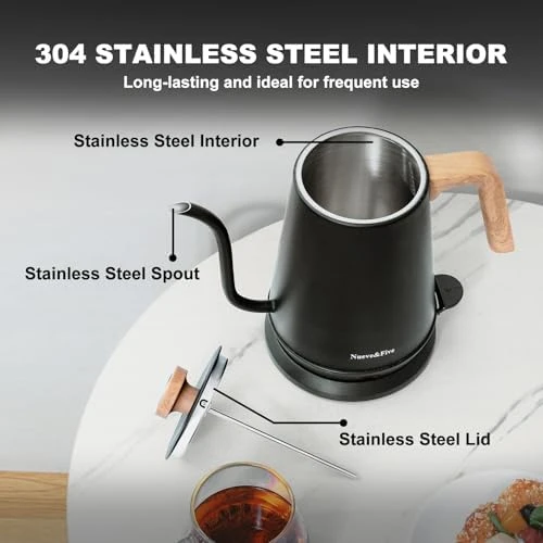 Gooseneck Electric Kettle with Thermometer — Electric Kettle, Nueve&Five