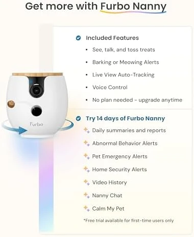 Mini 360° 2K QHD Pet Camera with Power Adapter — Smart Bird Feeder, Furbo