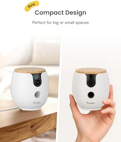 Mini 360° 2K QHD Pet Camera with Power Adapter — Smart Bird Feeder, Furbo