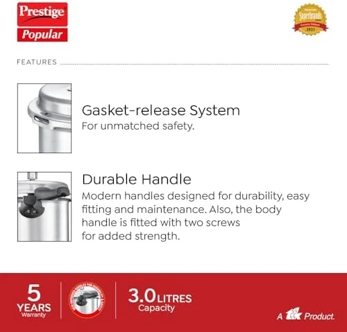 Pressure Cooker, 3 Quart, Silver, Aluminum — Multicooker, Prestige